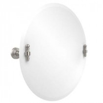 Retro-Wave Collection 22 in. x 22 in. Frameless Round Single Tilt Mirror with Beveled Edge in Satin Nickel