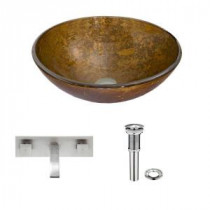 Glass Vessel Sink in Textured Copper with Titus Wall-Mount Faucet Set in Brushed Nickel