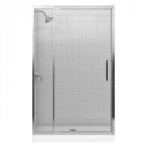 Lattis 48 in. x 76 in. Framed Pivot Shower Door in Bright Silver