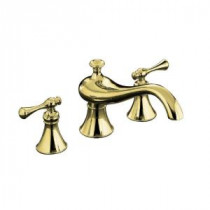 Revival 2-Handle Bath-Mount Roman Tub Faucet Trim Kit in Vibrant Polished Brass (Valve Not Included)