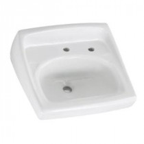 Lucerne Wall Hung Bathroom Sink in White with Extra Right Hand Hole