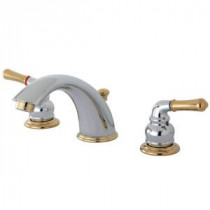 8 in. Widespread 2-Handle Mid-Arc Bathroom Faucet in Chrome and Polished Brass