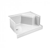 Memoirs 60 in. Shower Receptor with Integral Seat At Right and Left-Hand Drain in White