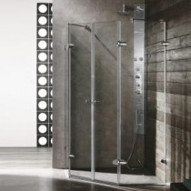 Gemini 40 in. x 73.375 in. Semi-Framed Neo-Angle Shower Enclosure in Chrome and Clear Glass