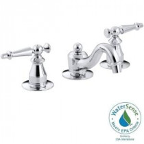 Antique 8 in. Widespread 2-Handle Low-Arc Bathroom Faucet in Polished Chrome with Lever Handles