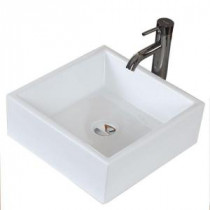15-in. W x 15-in. D Above Counter Square Vessel Sink In White Color For Deck Mount Faucet