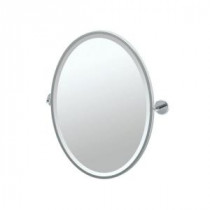 Vogue 24.50 in. x 27.50 in. Framed Single Oval Mirror in Chrome