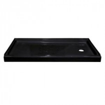 Elite 54 in. x 27 in. Single Threshold Shower Base with Right Drain in Black