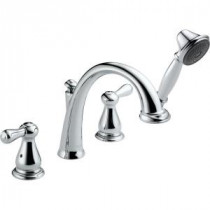 Leland 2-Handle Deck-Mount Roman Tub Faucet with Hand Shower Trim Kit Only in Chrome (Valve Not Included)