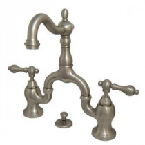 Victorian 8 in. Widespread 2-Handle High-Arc Bridge Bathroom Faucet in Satin Nickel