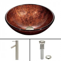 Glass Vessel Sink in Mahogany Moon and Dior Faucet Set in Brushed Nickel