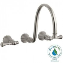 Revival 8 in. Wall Mount 2-Handle Low-Arc Bathroom Faucet in Vibrant Brushed Nickel