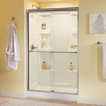 Phoebe 47-3/8 in. x 70 in. Frameless Sliding Shower Door in Nickel with Clear Glass