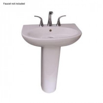 Infinity 600 24 in. Pedestal Combo Bathroom Sink for 8 in. Widespread in White