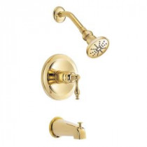 Sheridan 1-Handle Pressure Balance Tub and Shower Faucet Trim Kit in Polished Brass (Valve Not Included)