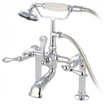 Lever 3-Handle Deck-Mount High-Risers Claw Foot Tub Faucet with Hand Shower in Polished Chrome