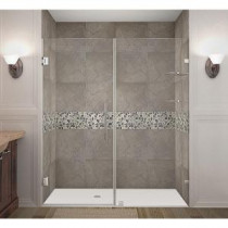 Nautis GS 69 in. x 72 in. Completely Frameless Hinged Shower Door with Glass Shelves in Stainless Steel
