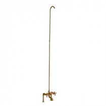 3-Handle Claw Foot Tub Faucet with Riser in Polished Brass