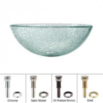 Glass Vessel Sink in Broken with Pop-Up Drain and Mounting Ring in Satin Nickel