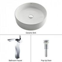 Vessel Sink in White with Sonus Faucet in Chrome