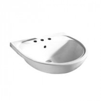 Mezzo Drop-in Semi- Bathroom Sink in White