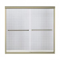 Finesse Semi-Framed 59-5/8 in. x 58-5/16 in. Sliding Tub/Shower Door in Polished Brass with Smooth/Clear Glass Texture
