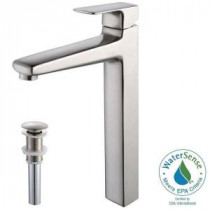 Virtus Single Hole 1-Handle High-Arc Bathroom Vessel Faucet with Pop-Up Drain in Brushed Nickel