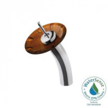 Single Hole 1-Handle Waterfall Faucet in Chrome with Walnut Shell Glass Disc