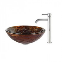 Dryad Glass Vessel Sink in Multicolor and Ramus Faucet in Chrome