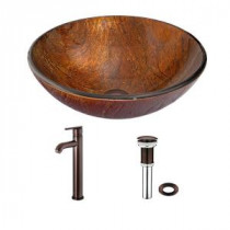 Glass Vessel Sink in Kenyan Twilight and Seville Faucet Set in Oil Rubbed Bronze