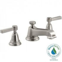 Pinstripe Pure 8 in. Widespread 2-Handle Low-Arc Bathroom Faucet in Brushed Nickel