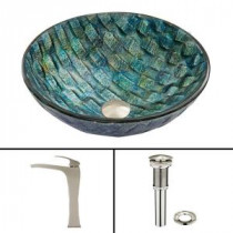Glass Vessel Sink in Oceania and Blackstonian Faucet Set in Brushed Nickel
