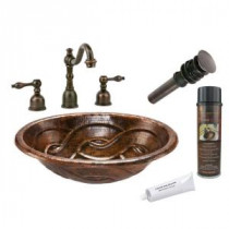 All-in-One Oval Braid Self Rimming Hammered Copper Bathroom Sink in Oil Rubbed Bronze