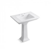 Memoirs Pedestal Bathroom Sink with 8 in. Centers and Stately Design in White