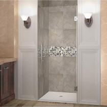 Cascadia 23 in. x 72 in. Completely Frameless Hinged Shower Door in Stainless Steel with Clear Glass