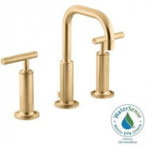 Purist 8 in. Widespread 2-Handle Low-Arc Bathroom Faucet in Vibrant Modern Brushed Gold