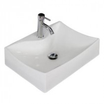 21.5-in. W x 16-in. D Wall Mount Rectangle Vessel Sink In White Color For Single Hole Faucet
