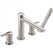 Compel 2-Handle Deck-Mount Roman Tub Faucet with Hand Shower Trim Kit Only in Stainless (Valve Not Included)