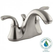 Forte 4 in. Centerset 2-Handle Low-Arc Bathroom Faucet in Vibrant Brushed Nickel with Sculpted Lever Handles