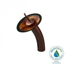 Single Hole 1-Handle Waterfall Faucet in Oil Rubbed Bronze with Auburn/Mocha Glass Disc