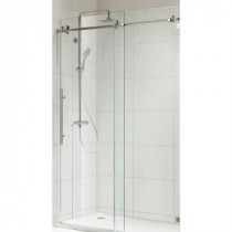 Trident Lux Premium 60 in. x 76 in. Frameless Sliding Shower Door in Chrome with Tempered Clear Glass