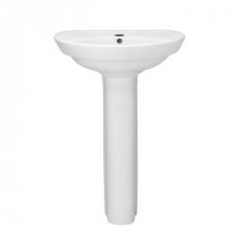 Ravenna Pedestal Combo Bathroom Sink with Center Hole Only in White