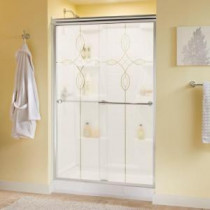 Lyndall 48 in. x 70 in. Semi-Framed Sliding Shower Door in Chrome with Tranquility Glass