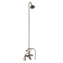 3-Handle Claw Foot Tub Faucet with Riser, Hand Shower and Showerhead in Brushed Nickel