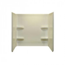Elite 27 in. x 54 in. x 59 in. 3-Piece Direct-to-Stud Tub Wall Kit in Biscuit
