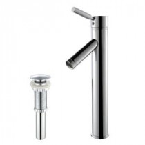 Sheven Single Hole 1-Handle High Arc Bathroom Faucet with Matching Pop Up Drain in Chrome