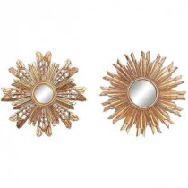 Sunburst 23.5 in. H x 23.5 in. W Framed Wall Mirrors in Gold (Set of 2)