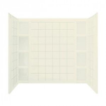 Ensemble 60 in. x 43-1/2 in. x 54-1/4 in. 3-piece Direct-to-Stud Tub Wall Set with Backer in Biscuit