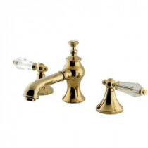 Vintage Crystal 8 in. Widespread 2-Handle Mid-Arc Bathroom Faucet in Polished Brass