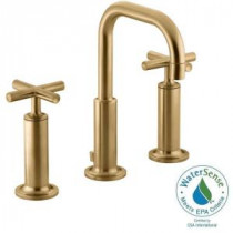 Purist 8 in. Widespread 2-Handle Mid-Arc Bathroom Faucet in Vibrant Modern Brushed Gold